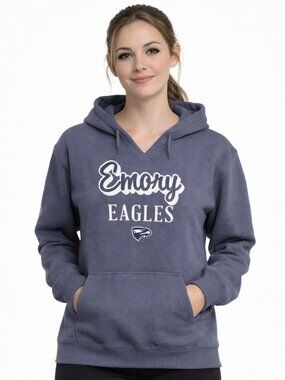 Vintage Emory Eagles Hoodie Red Shirt Unisex Medium Blue Pullover Drawstring